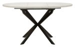 Rozkládací kulatý jídelní stůl MARTIN 100-140 CM bílý keramika