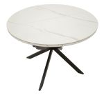 Rozkládací kulatý jídelní stůl MARTIN 100-140 CM bílý keramika