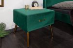 Noční stolek FAMOUS 42 CM smaragdově zelený samet