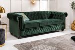 Pohovka CHESTERFIELD 3M 205 CM zelená samet