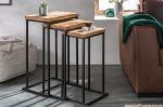 3SET odkládací stolek INDUSTRIAL masiv mango