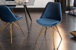 Jídelní židle SCANDINAVIA RETRO tmavě modrá / zlatá