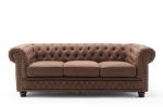 Pohovka CHESTERFIELD II 3M 205 CM vintage hnědá mikrovlákno