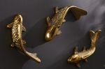 3SET nástěnná dekorace KOI antik zlatá