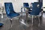 Zámecká židle MODERN BAROCCO S RUKOJETÍ královsky modrá samet