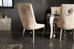 Zámecká židle MODERN BAROCCO S RUKOJETÍ šampaňská samet