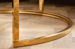 2SET konferenční stolek ELEGANCE GOLD 80/60 CM bílý mramorový vzhled