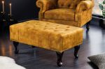 Taburet CHESTERFIELD tmavě žlutý samet