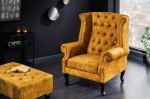 Taburet CHESTERFIELD tmavě žlutý samet