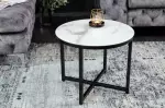 Odkládací stolek ELEGANCE BLACK 50 CM bílý mramorový vzhled