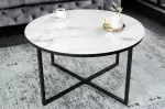 Konferenční stolek ELEGANCE BLACK X 80 CM bílý mramorový vzhled