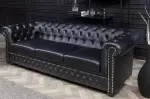 Pohovka CHESTERFIELD 3M 205 CM černá umělá kůže