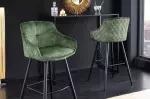 2SET Barová židle EUPHORIA 100 CM šedozelená samet