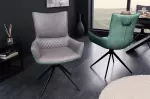 Jídelní židle ALPINE šedá/zelená mikrovlákno otočná