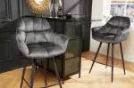Otočná barová židle PAPILLON 100 CM šedá samet