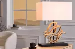 Stolní lampa WAVE 60 CM bílá masiv teak