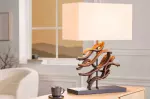 Stolní lampa WAVE 60 CM béžová masiv teak