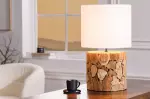 Stolní lampa PURE NATUR 45 CM bílá masiv železné dřevo