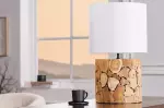 Stolní lampa PURE NATUR 45 CM bílá masiv železné dřevo