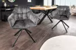 Jídelní židle PAPILLON šedá samet otočná