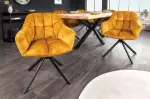 Jídelní židle PAPILLON tmavě žlutá samet otočná