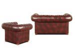 Pohovka Chesterfield Classic 2 kůže bordó