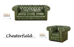 Sedací souprava Chesterfield Classic 3+1+1 kůže zelená