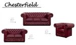 Pohovka Chesterfield Lord 3 kůže bordó