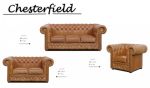 Pohovka Chesterfield Lord 3 kůže koňak