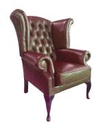Křeslo Chesterfield Queen kůže bordó