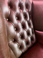 Křeslo Chesterfield Queen kůže bordó