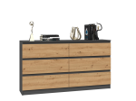 Komoda Malvína M6 140 antracit/dub artisan