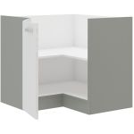 Rohová kuchyňská skříňka Bolzano 89x89 DN 1F BB bílý lesk/šedá