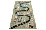 Dětský kusový koberec Fun Route Street animals green - 200x290 cm