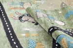 Dětský kusový koberec Fun Route Street animals green - 200x290 cm