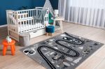 Dětský kusový koberec Fun Route Street animals grey - 240x330 cm