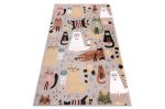 Dětský kusový koberec Fun Kittens Cats beige - 80x150 cm