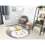 Dětský kusový koberec Petit Bunny grey kulatý - 120x120 (průměr) kruh cm