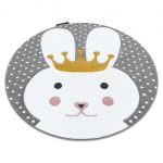 Dětský kusový koberec Petit Bunny grey kulatý - 160x160 (průměr) kruh cm