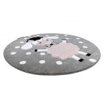 Dětský kusový koberec Petit Dolly sheep grey kruh - 140x140 (průměr) kruh cm