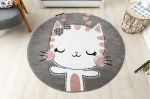 Dětský kusový koberec Petit Kitty cat grey kruh - 120x120 (průměr) kruh cm