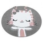 Dětský kusový koberec Petit Kitty cat grey kruh - 120x120 (průměr) kruh cm