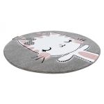Dětský kusový koberec Petit Kitty cat grey kruh - 120x120 (průměr) kruh cm