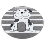 Dětský kusový koberec Petit Puppy grey kruh - 120x120 (průměr) kruh cm