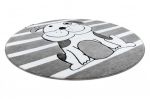 Dětský kusový koberec Petit Puppy grey kruh - 120x120 (průměr) kruh cm