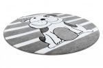 Dětský kusový koberec Petit Puppy grey kruh - 160x160 (průměr) kruh cm