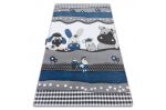 Dětský kusový koberec Petit Farm animals blue - 160x220 cm