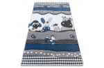 Dětský kusový koberec Petit Farm animals blue - 180x270 cm
