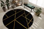 Kusový koberec Emerald geometric 1012 black and gold kruh - 200x200 (průměr) kruh cm