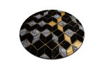 Kusový koberec Gloss 400B 86 3D geometric black/gold kruh - 150x150 (průměr) kruh cm